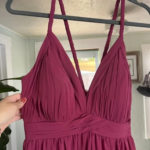 Azazie Rowena Bridesmaids Dress, Mulberry, Size 10 - Picture 2 of 6